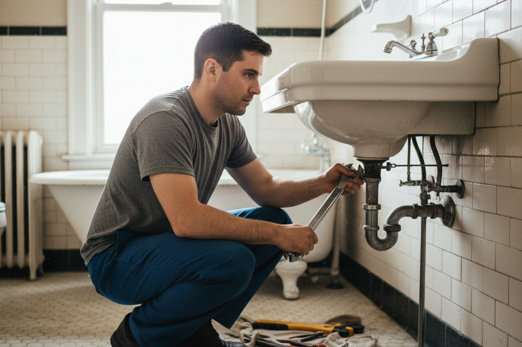 Same day plumbing services fixing a sink in Chicago home